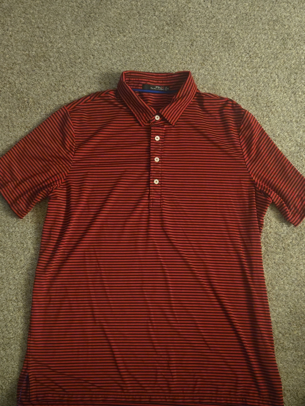 RLX Ralph Lauren Red and Black Narrow-Stripe Polo